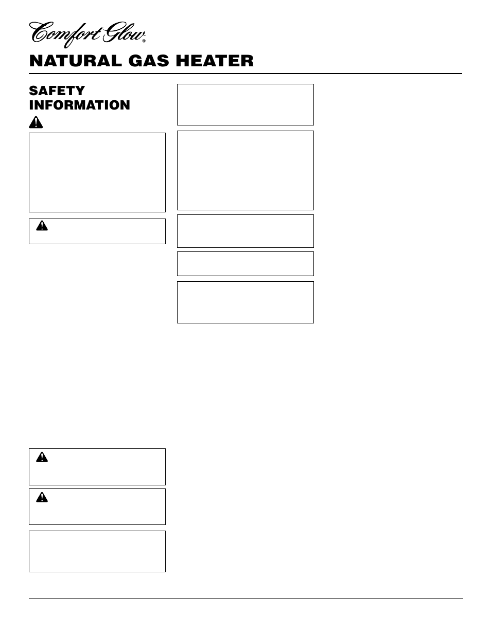 Natural gas heater, Safety information | Desa CGS10N User Manual | Page 2 / 26