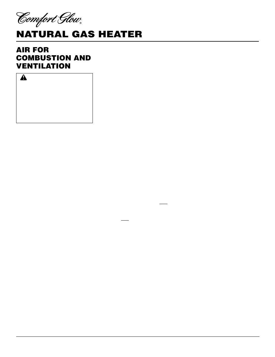 Natural gas heater, Air for combustion and ventilation | Desa CGS10N User Manual | Page 4 / 26