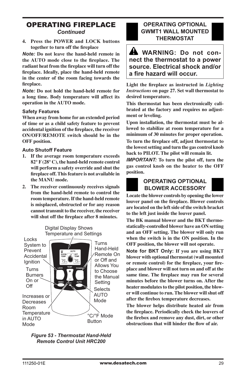Operating fireplace | Desa (V)T36NA User Manual | Page 29 / 44