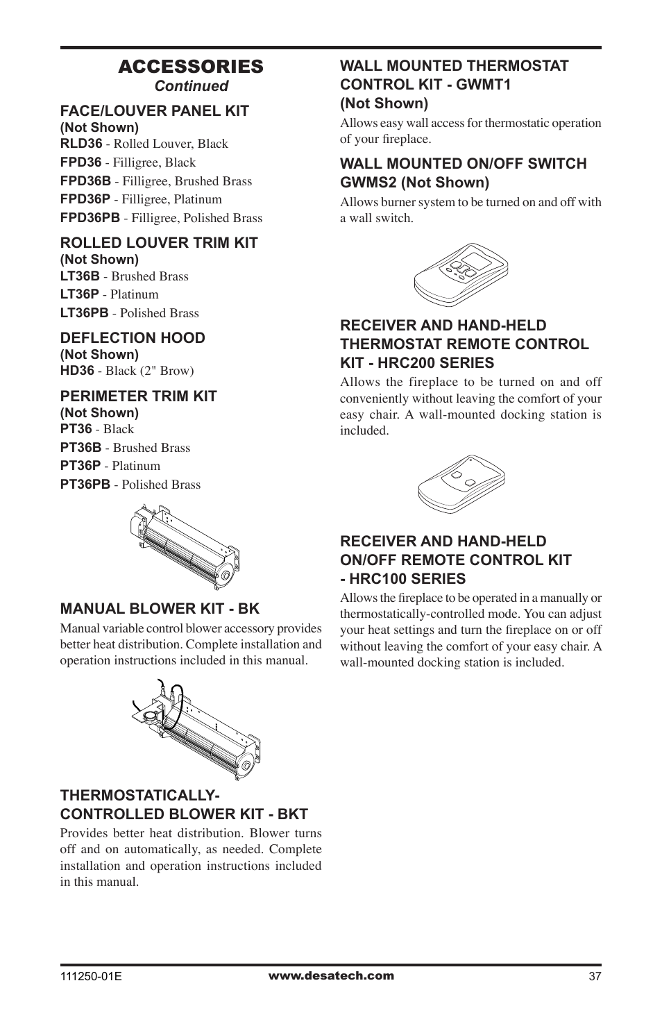 Accessories | Desa (V)T36NA User Manual | Page 37 / 44