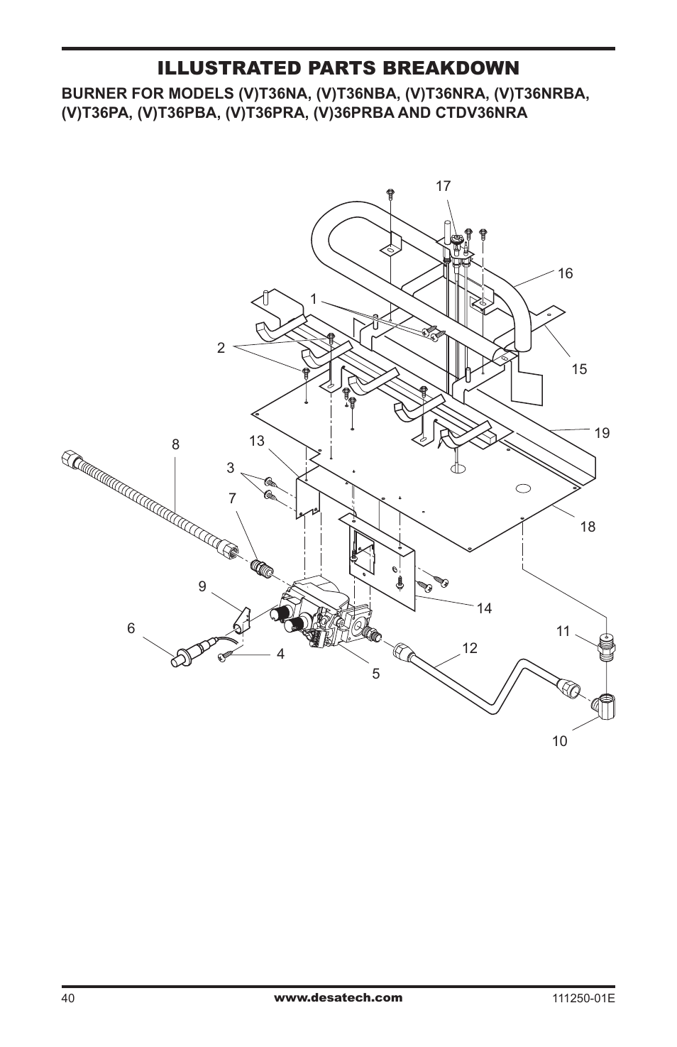 Illustrated parts breakdown | Desa (V)T36NA User Manual | Page 40 / 44