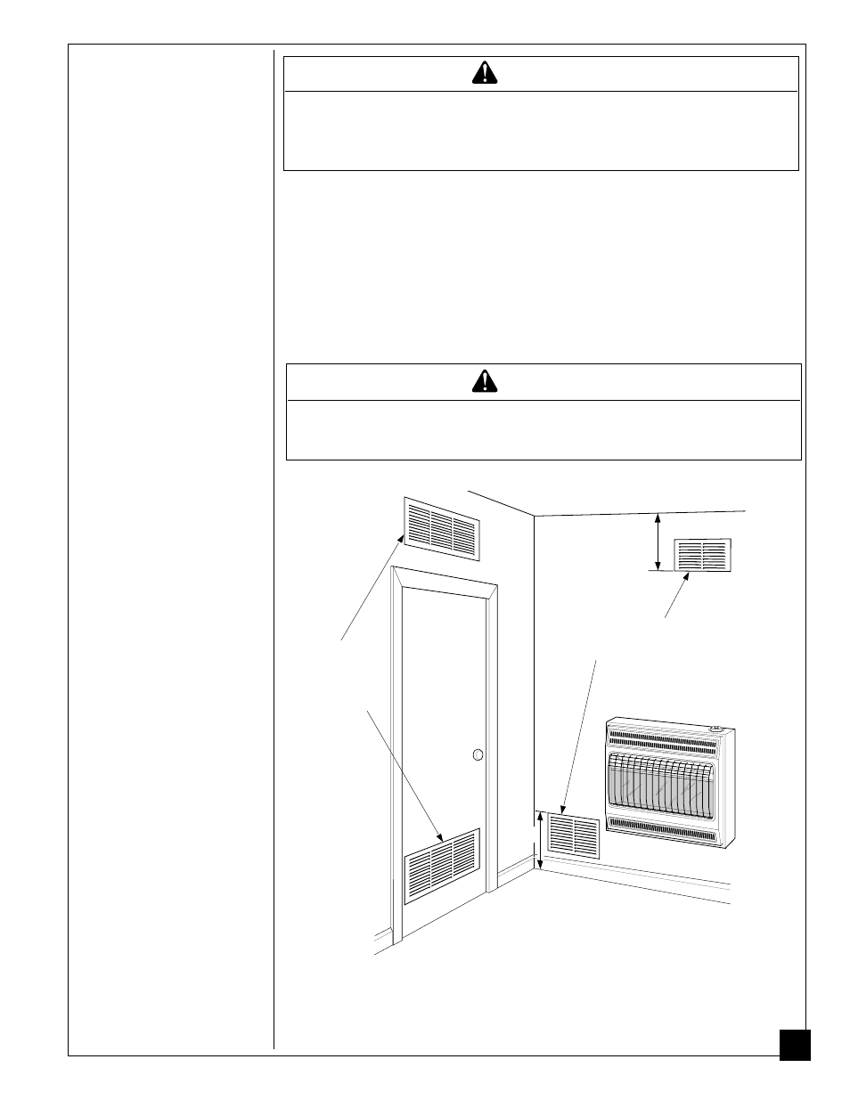 Air for combustion and ventilation, Warning | Desa CGP26D User Manual | Page 7 / 32