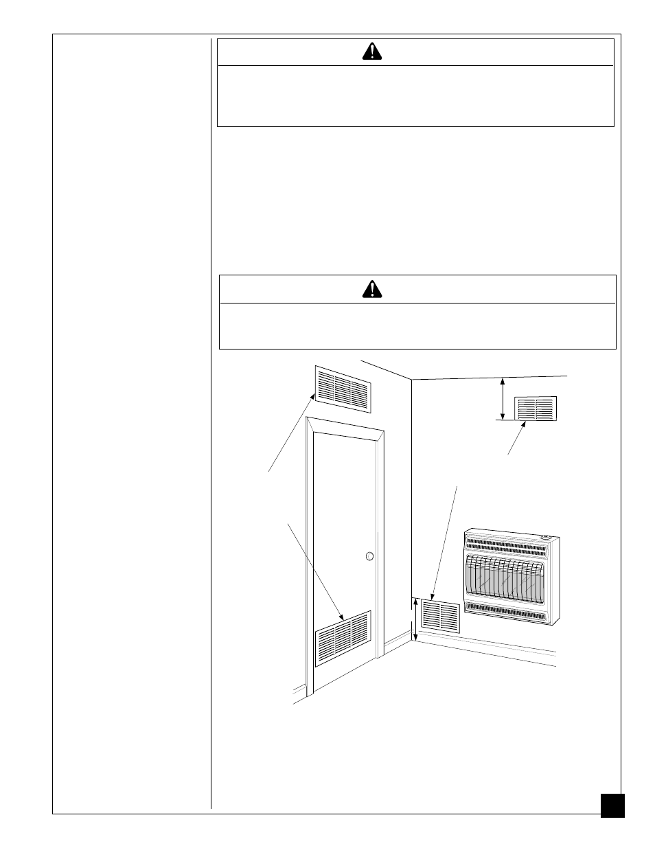 Air for combustion and ventilation, Warning | Desa CGN18RA User Manual | Page 7 / 32
