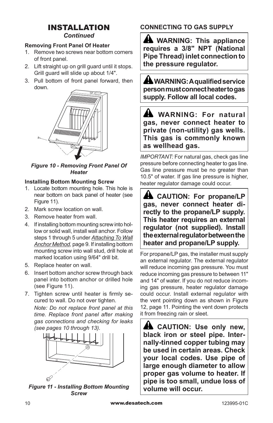 Installation | Desa WMN10 User Manual | Page 10 / 60
