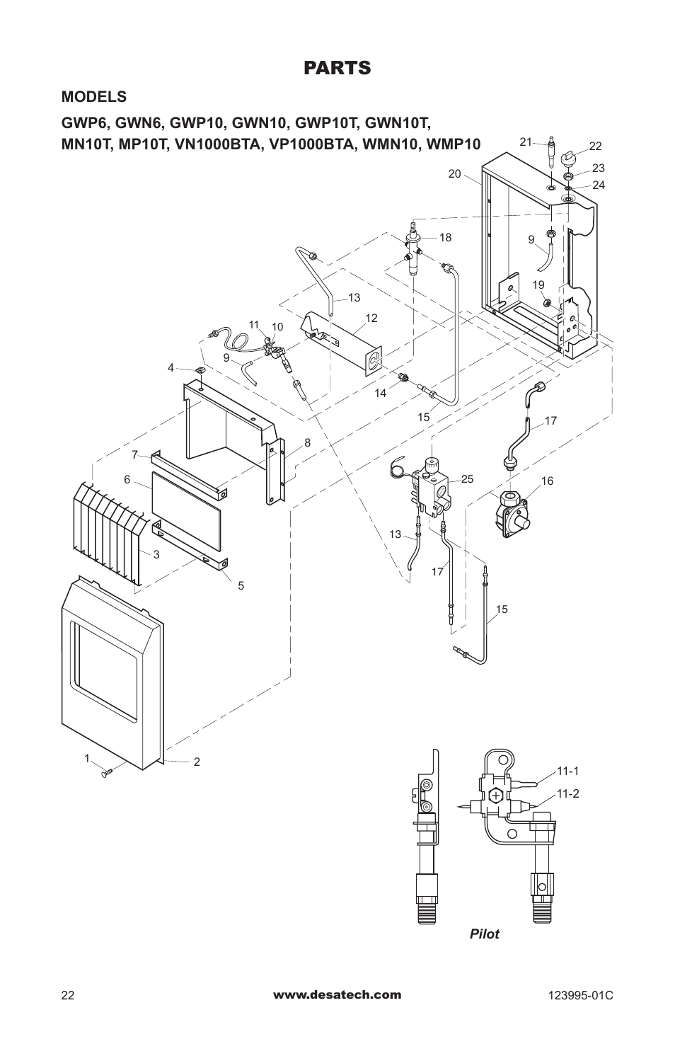 Parts | Desa WMN10 User Manual | Page 22 / 60