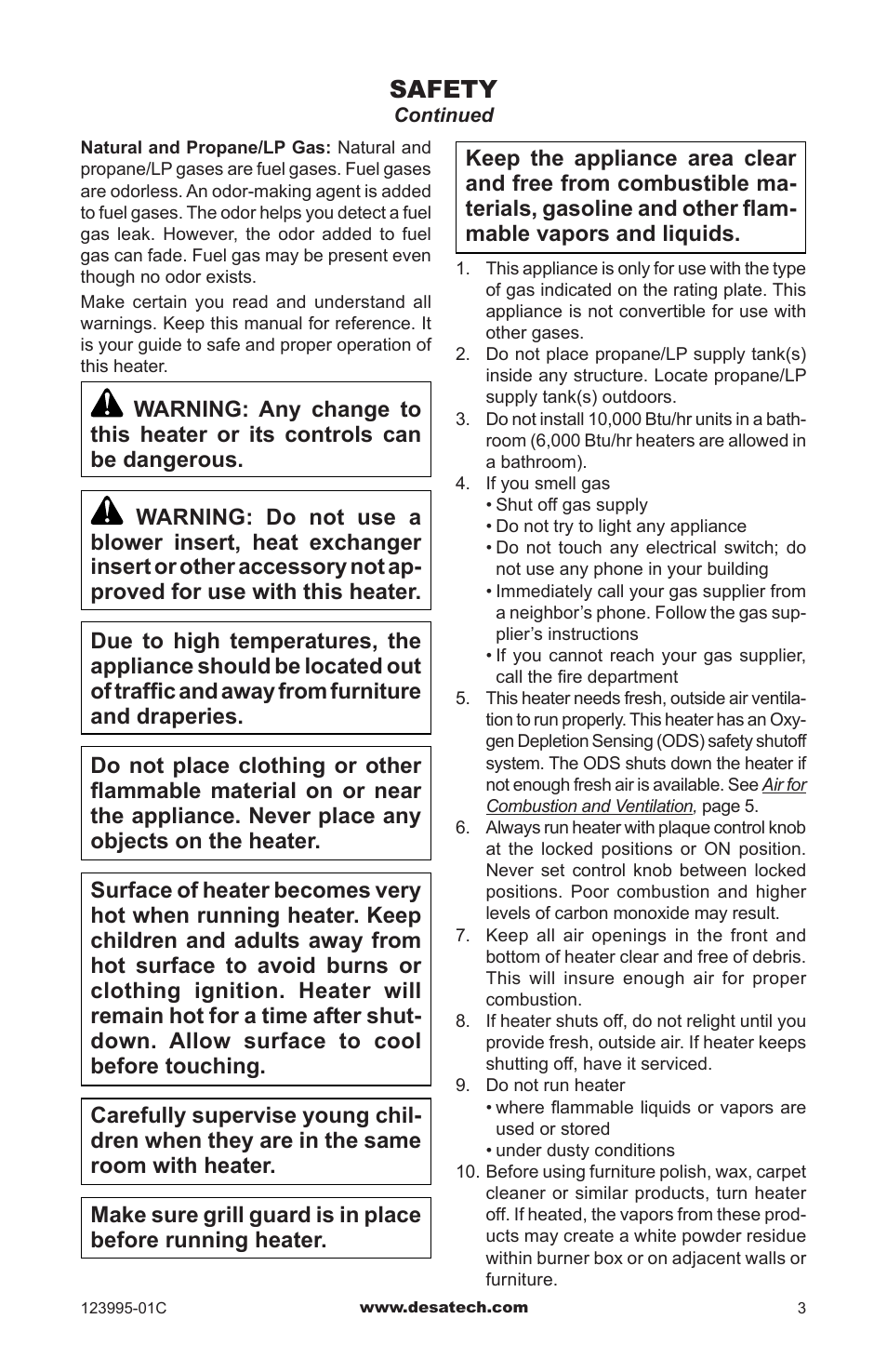 Safety | Desa WMN10 User Manual | Page 3 / 60