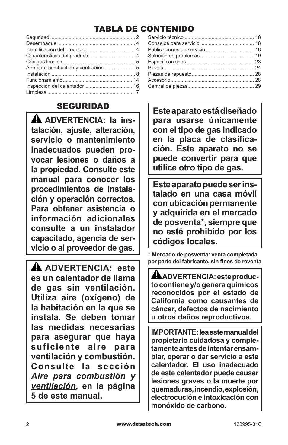 Seguridad | Desa WMN10 User Manual | Page 30 / 60