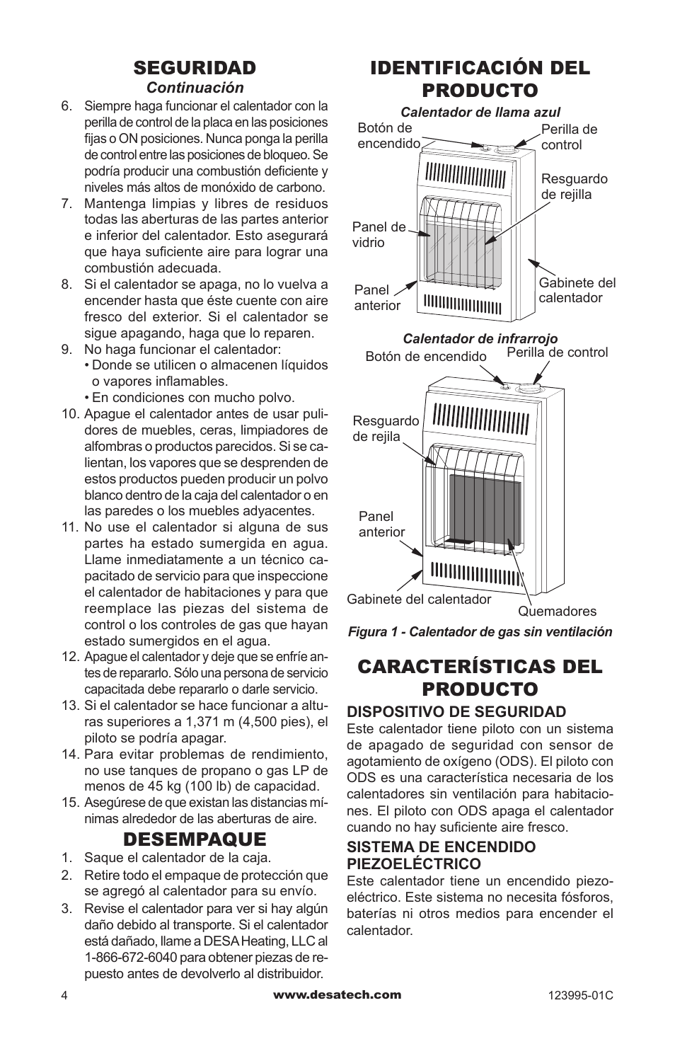 Desempaque, Identificación del producto, Características del producto | Seguridad | Desa WMN10 User Manual | Page 32 / 60
