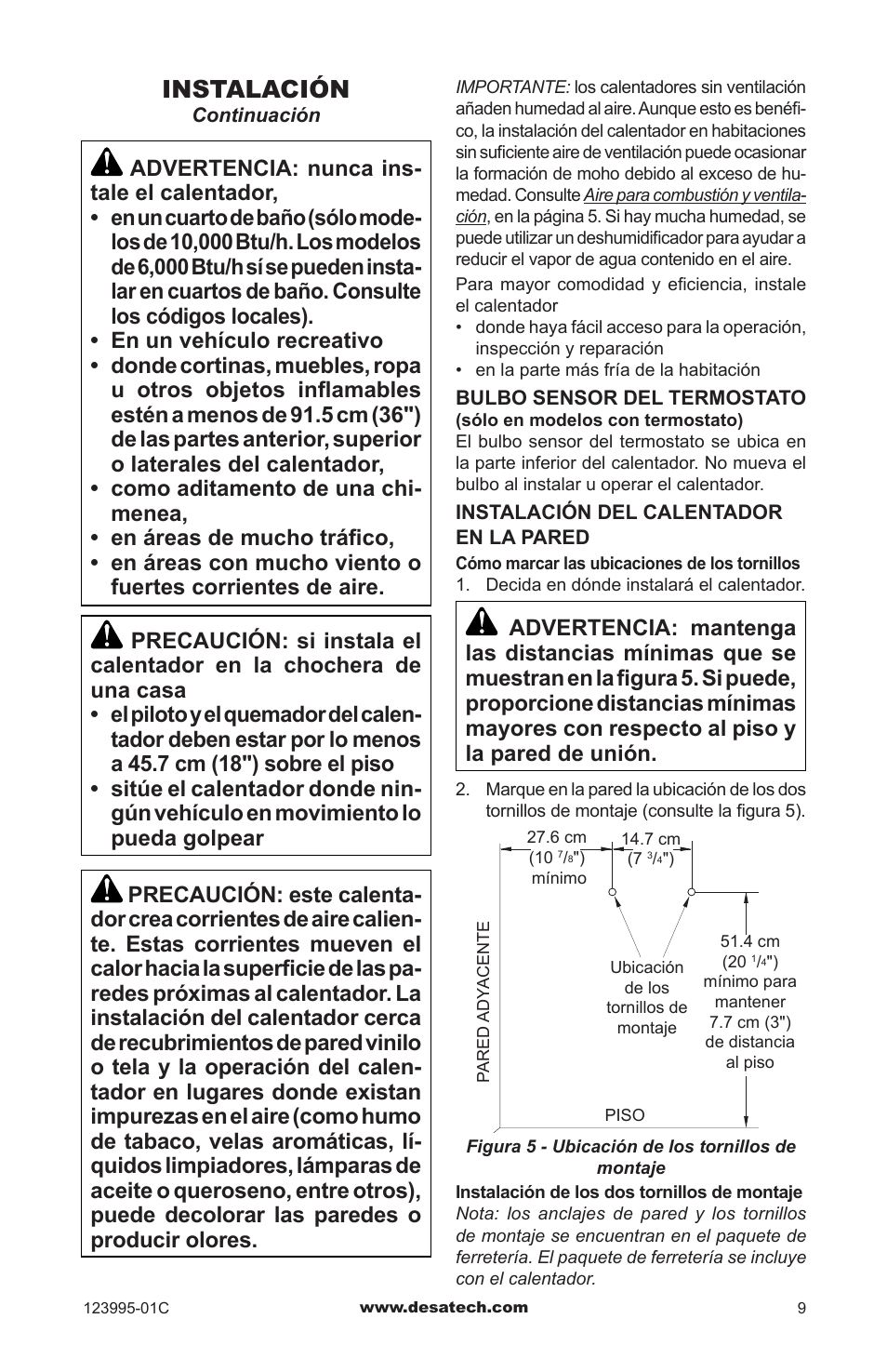 Instalación | Desa WMN10 User Manual | Page 37 / 60