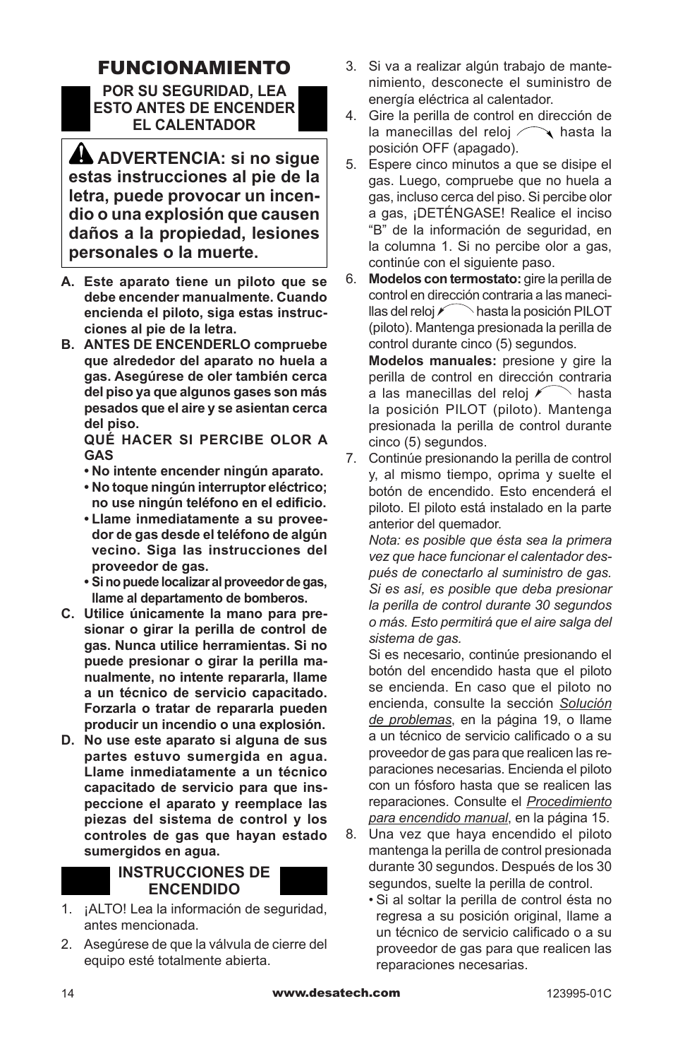 Funcionamiento | Desa WMN10 User Manual | Page 42 / 60