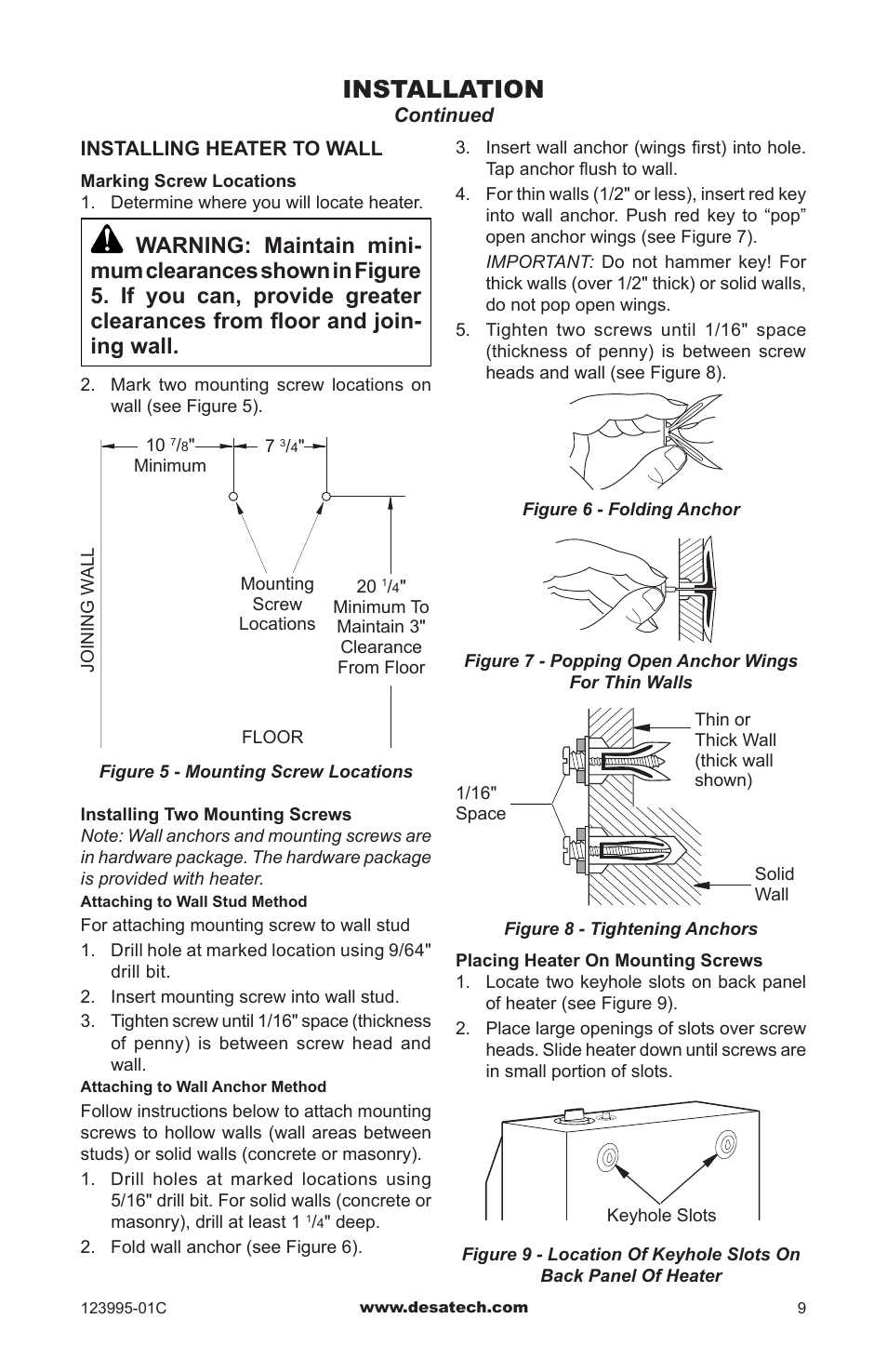 Installation | Desa WMN10 User Manual | Page 9 / 60