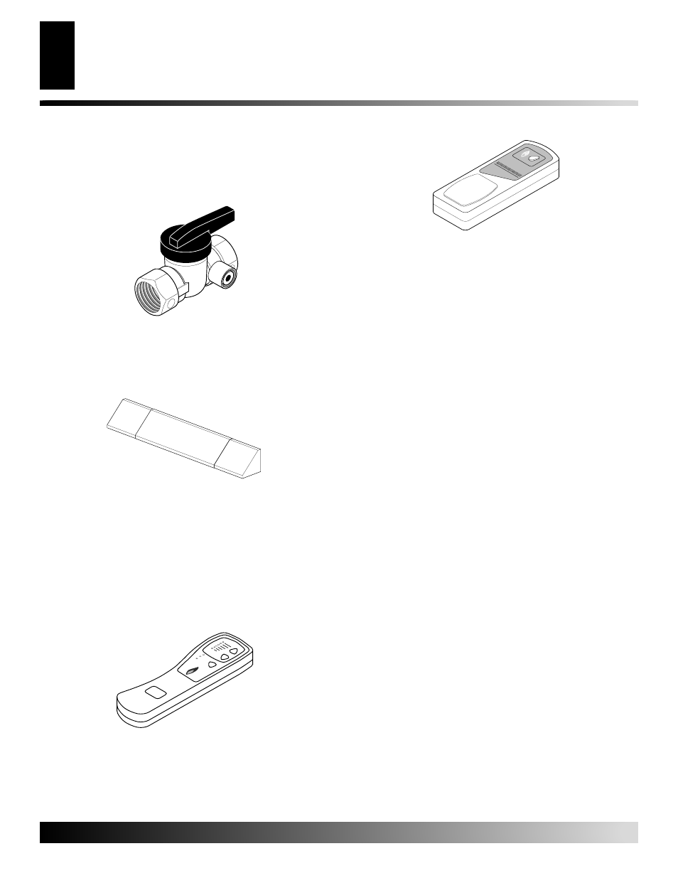 Accessories, Equipment shutoff valve - ga5010, Fireplace hood | Lava rock - ga6060, Receiver and hand-held remote control kit - ghrc, Wall-mount thermostat switch - gwmt1, Wall-mount on/off switch - gwms2, Damper clamp - ga6080 (not shown), Cleaning kit - gck, Not shown) | Desa VYM27NRPR User Manual | Page 24 / 28