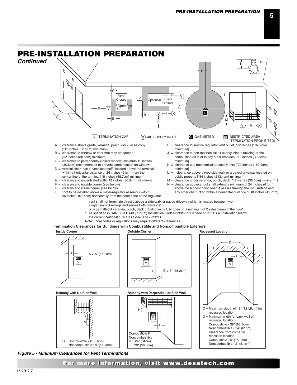 Pre-installation preparation, Continued | Desa CD32M (-1)(-2) User Manual | Page 5 / 22