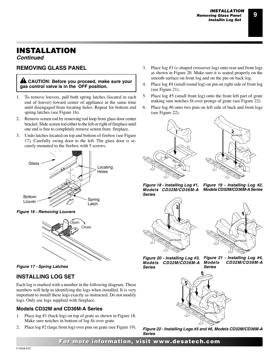 Installation, Continued | Desa CD32M (-1)(-2) User Manual | Page 9 / 22