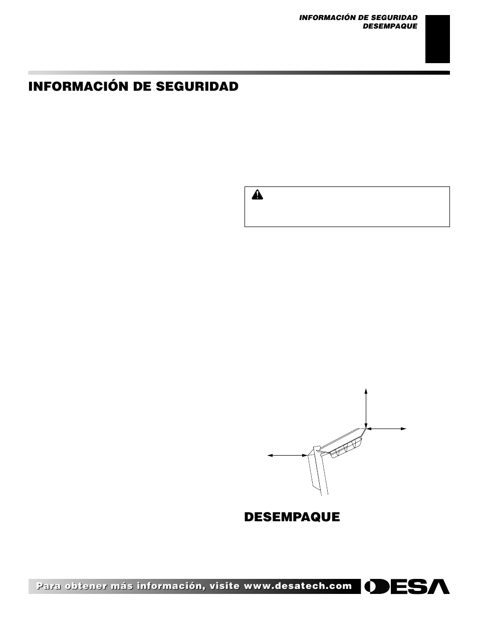 Información de seguridad, Desempaque, Continuación | Desa 28BN User Manual | Page 19 / 32