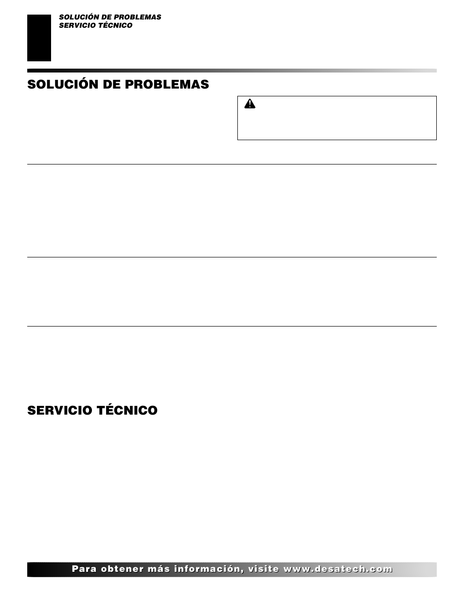 Solución de problemas, Servicio técnico | Desa 28BN User Manual | Page 24 / 32