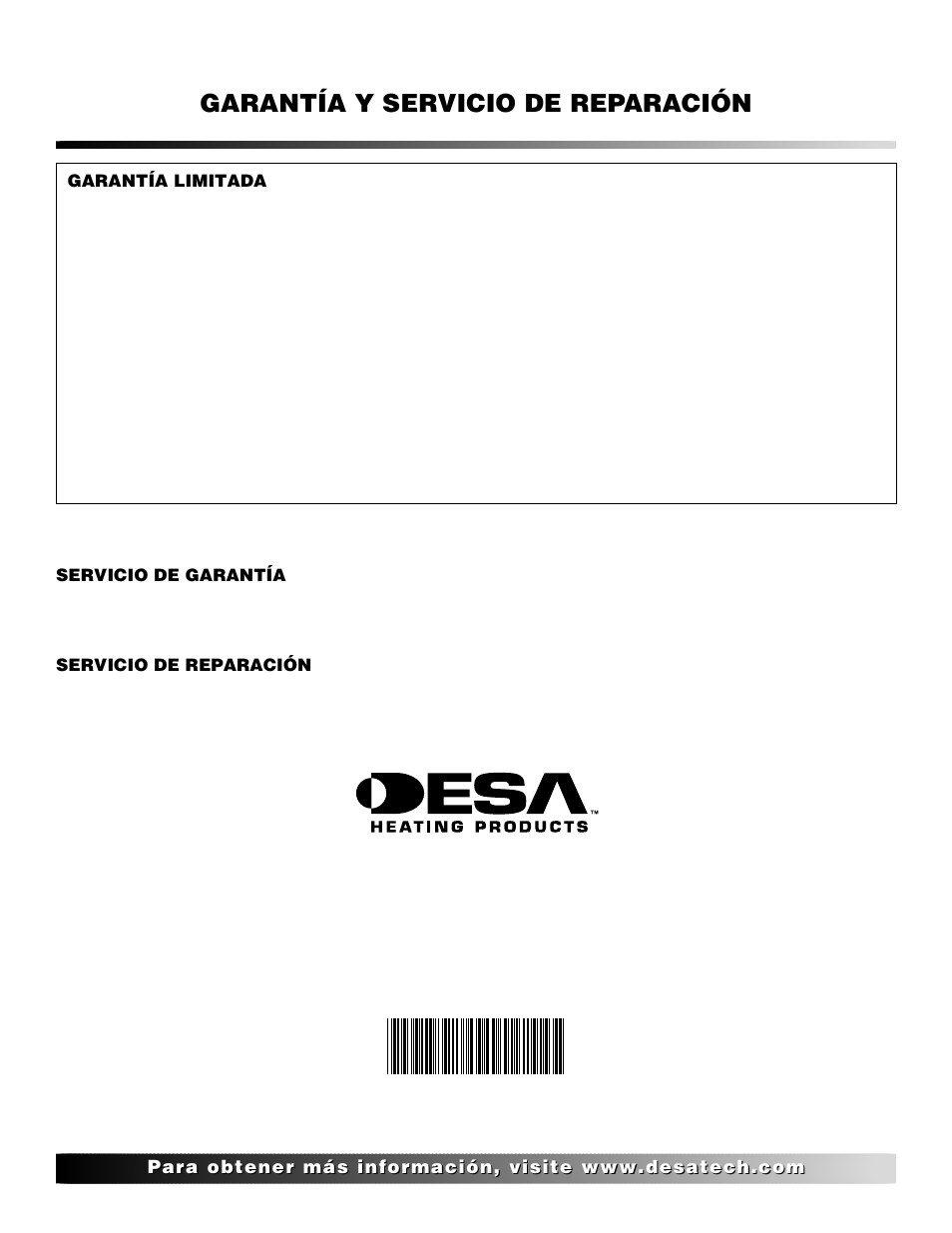 Garantía y servicio de reparación | Desa 28BN User Manual | Page 32 / 32