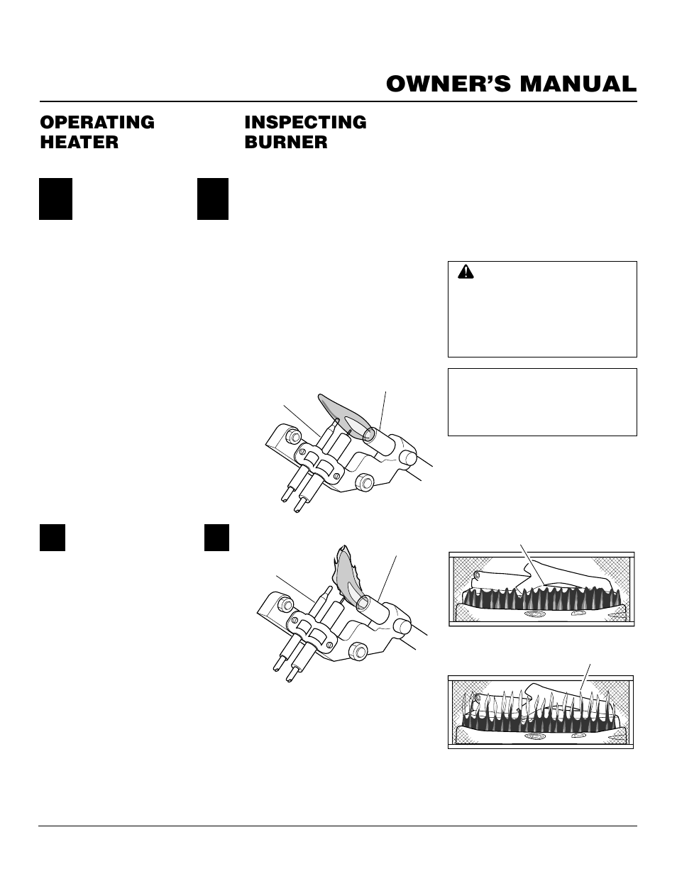 Owner’s manual, Operating heater, Inspecting burner | Desa 000 Btu/Hr User Manual | Page 15 / 24