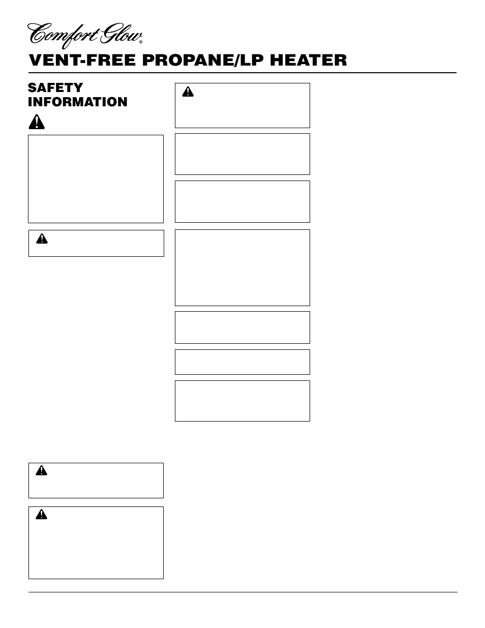 Vent-free propane/lp heater, Safety information | Desa 000 Btu/Hr User Manual | Page 2 / 24