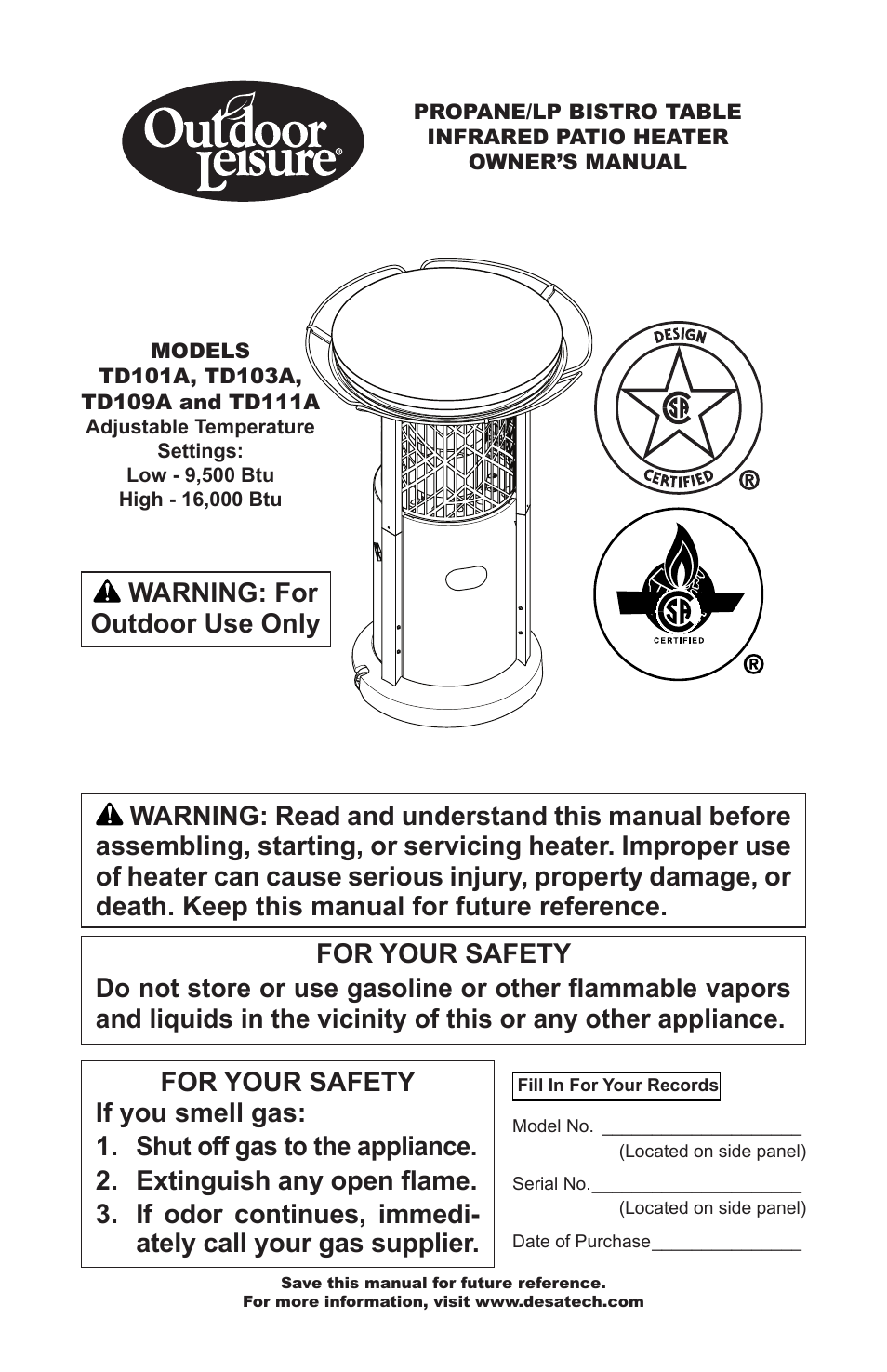 Desa Td101a User Manual | 40 pages