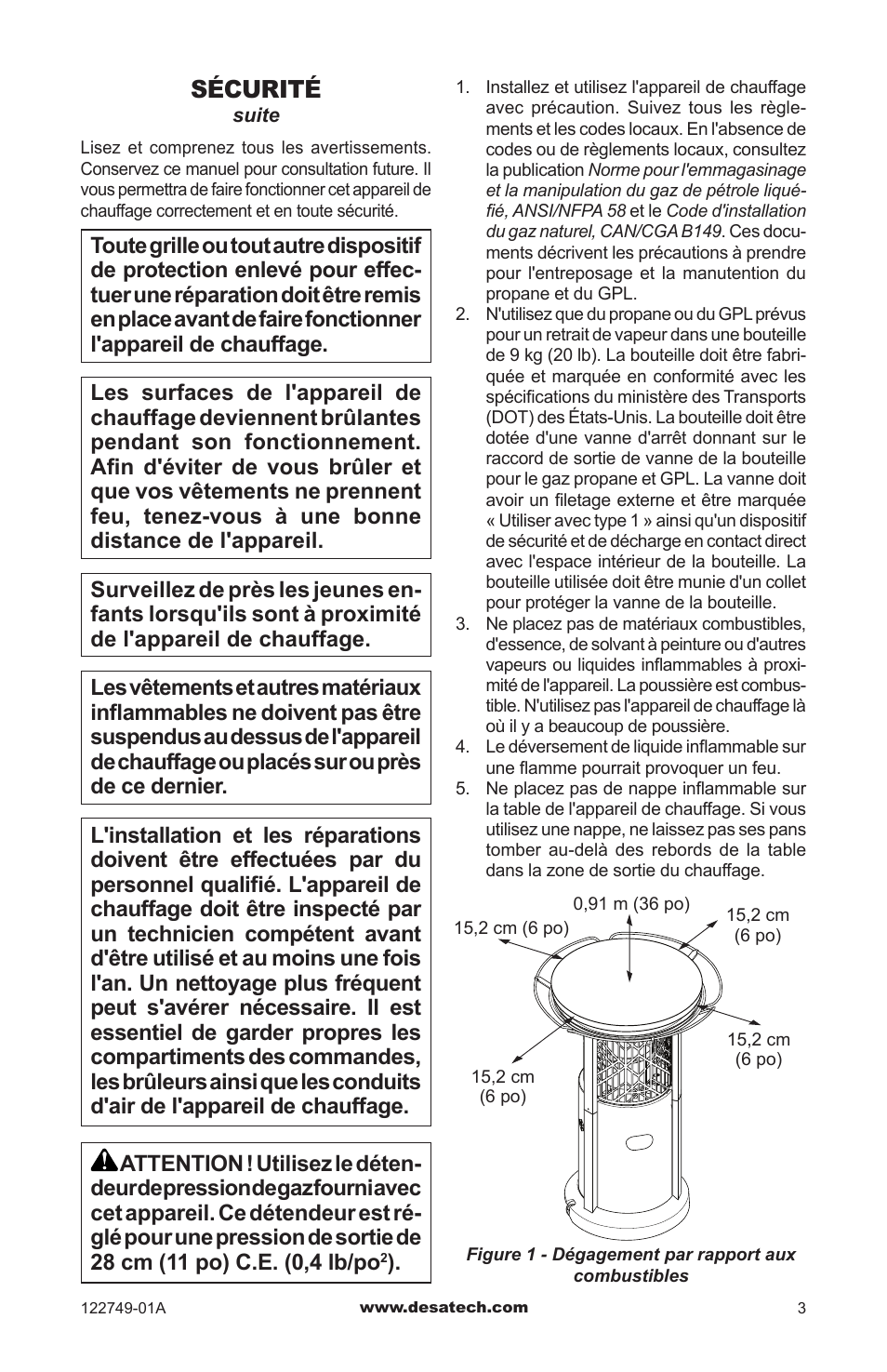 Sécurité | Desa Td101a User Manual | Page 29 / 40