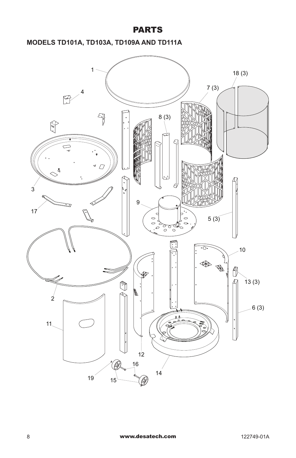 Parts | Desa Td101a User Manual | Page 8 / 40