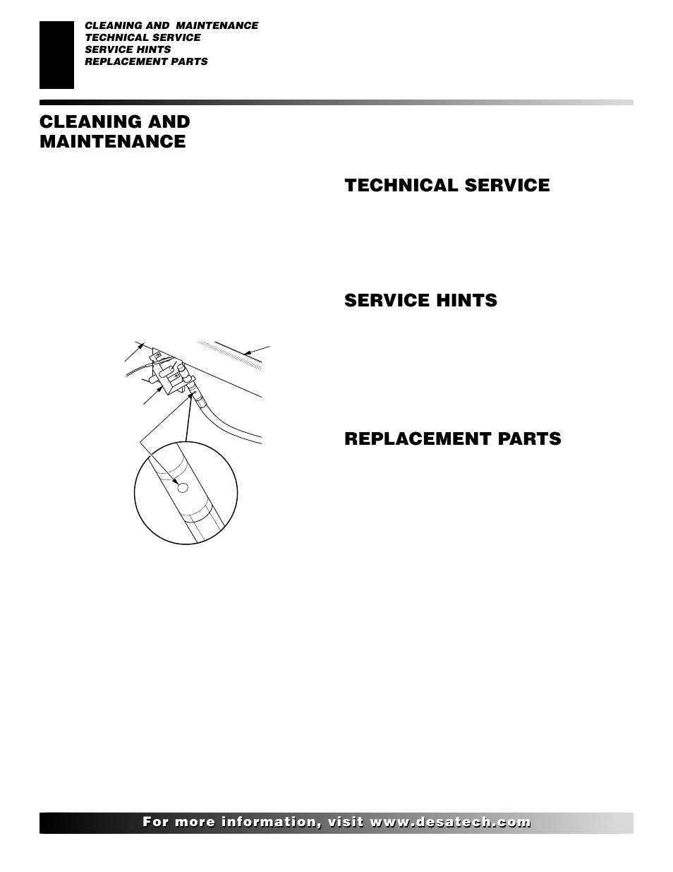 Cleaning and maintenance, Technical service, Service hints | Replacement parts | Desa CLD3018PT User Manual | Page 20 / 36