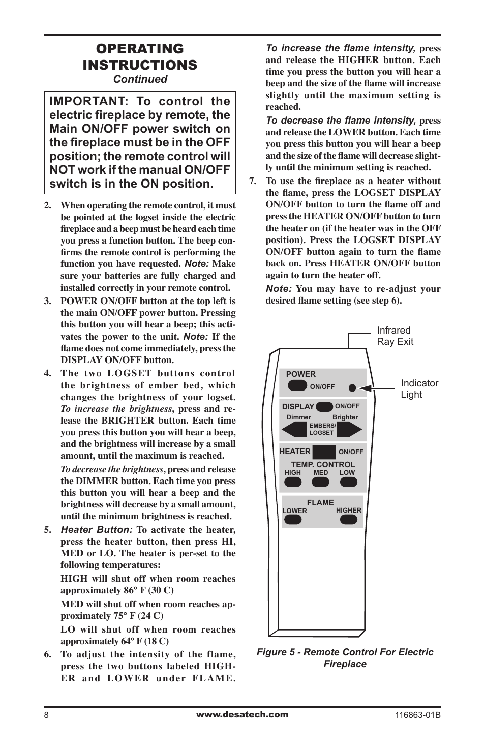 Operating instructions | Desa CEF26BN User Manual | Page 8 / 12