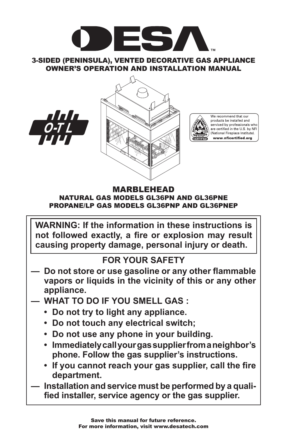 Desa GL36PNEP User Manual | 20 pages