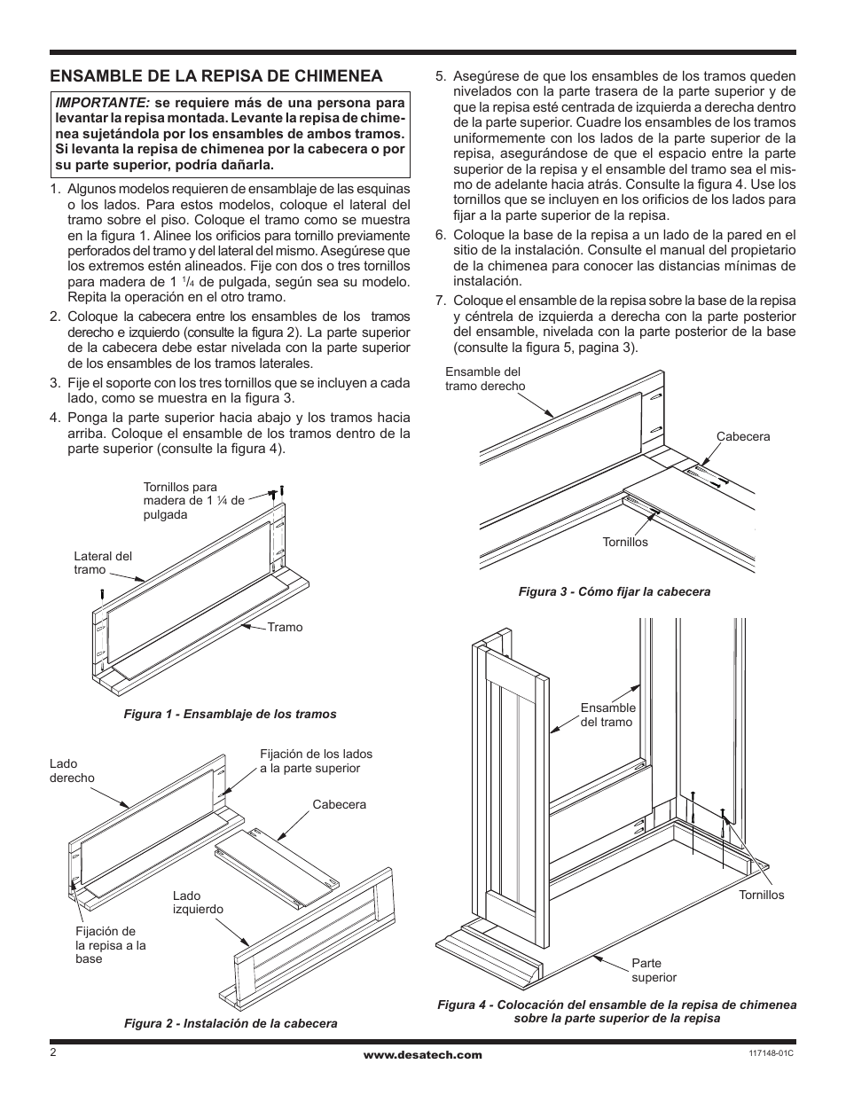 Ensamble de la repisa de chimenea | Desa Wall Mantel with Base and Trim WD26CP User Manual | Page 6 / 8