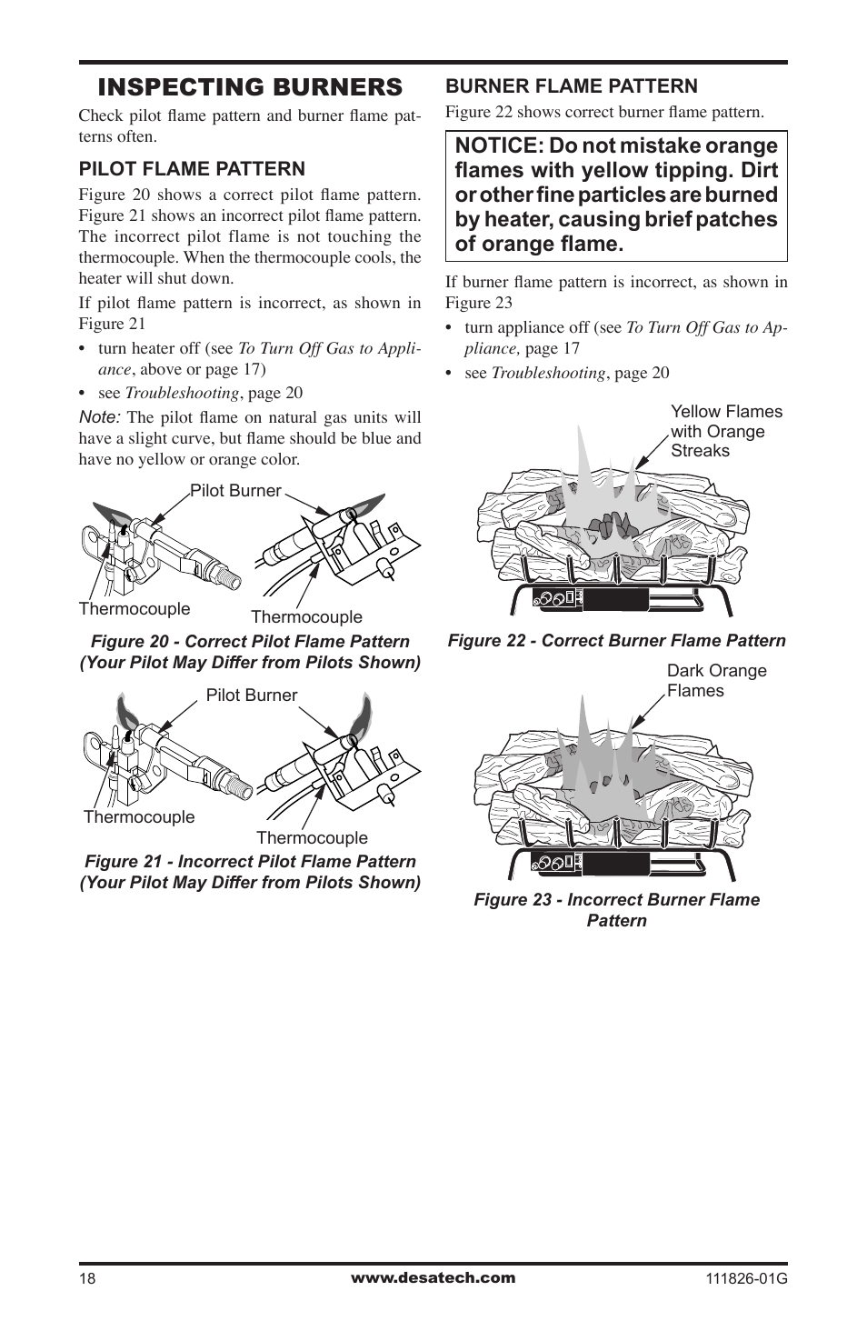 Inspecting burners | Desa VF-24N-BTB User Manual | Page 18 / 32