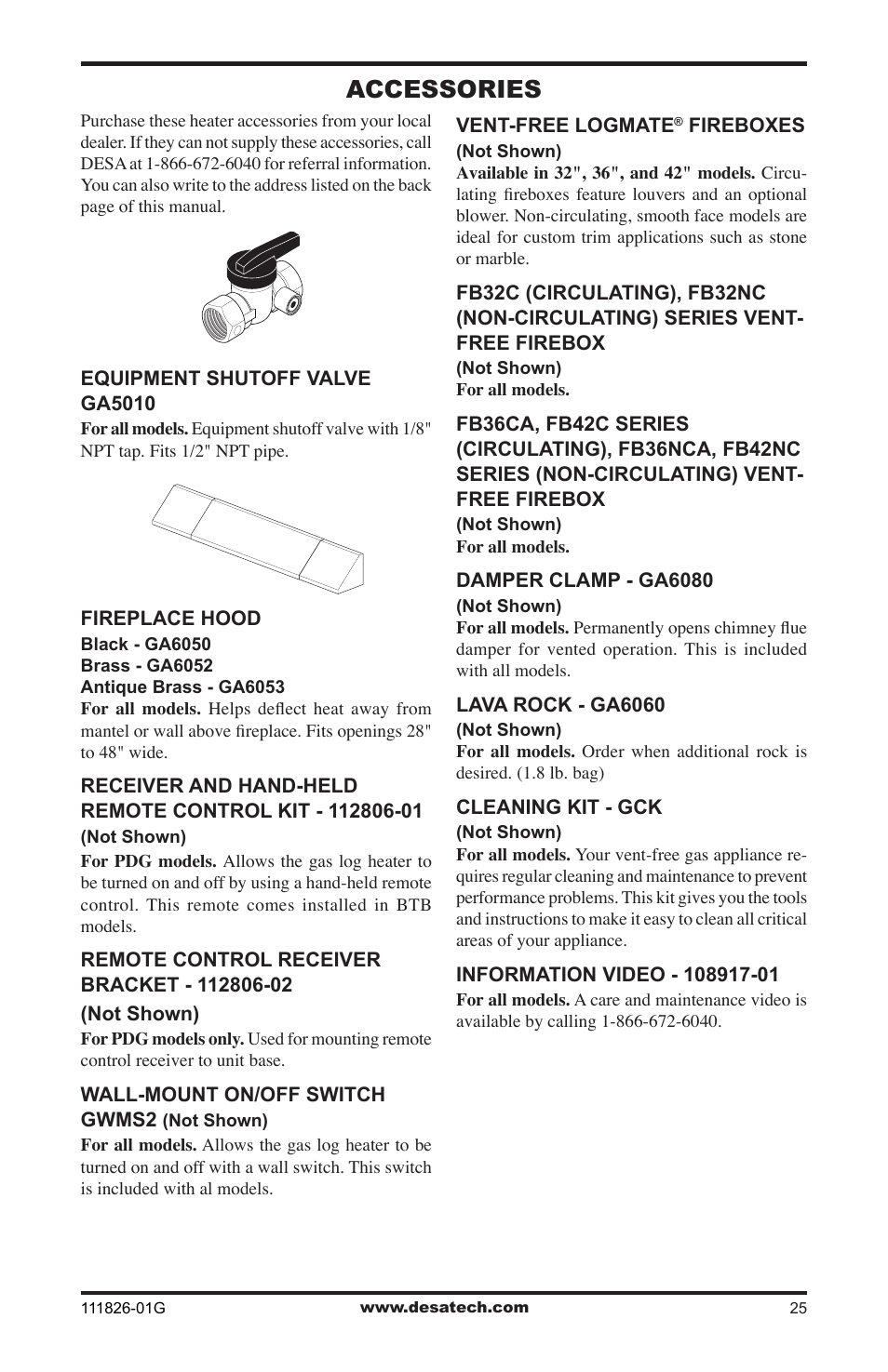 Accessories | Desa VF-24N-BTB User Manual | Page 25 / 32