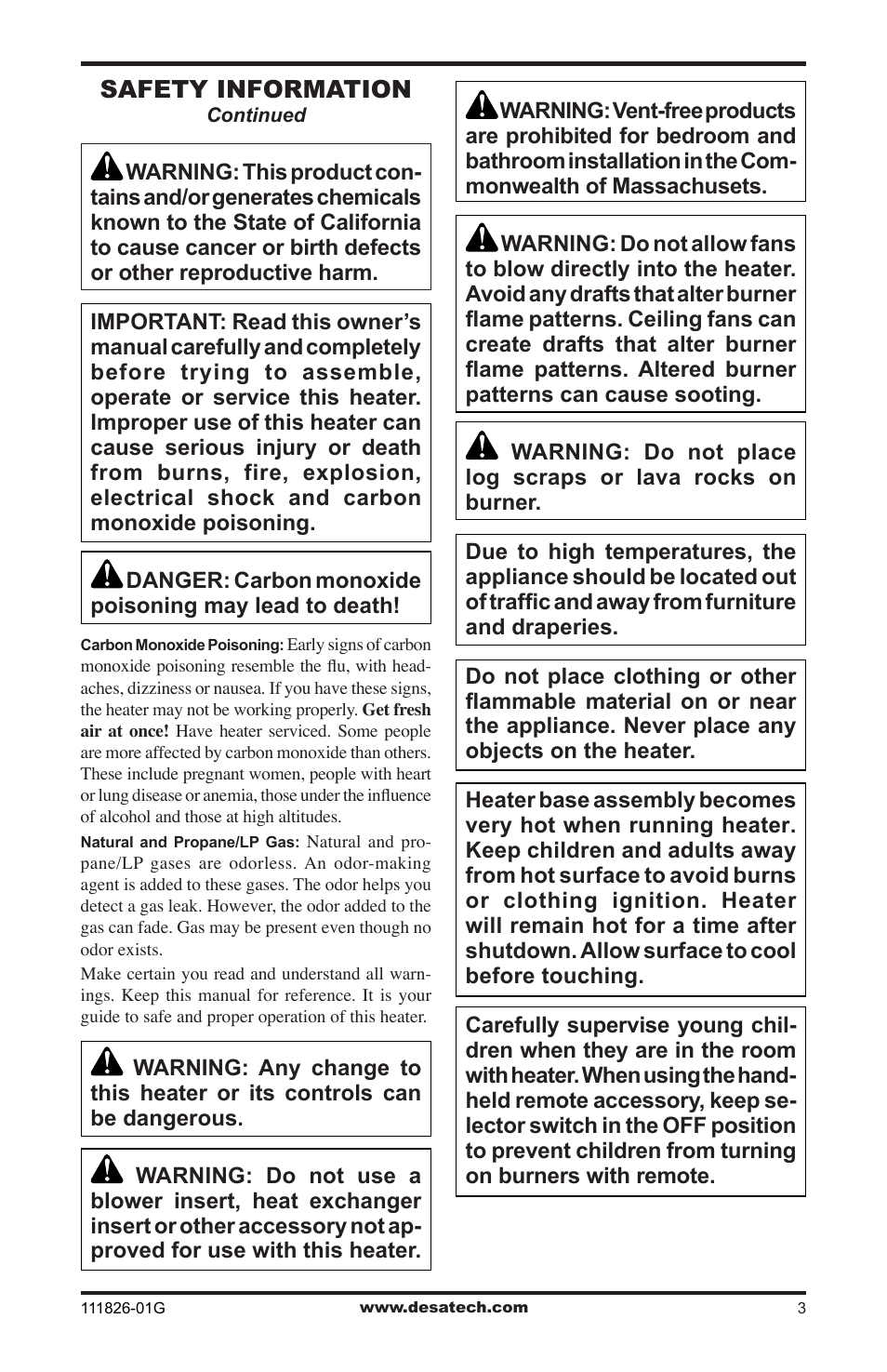 Safety information | Desa VF-24N-BTB User Manual | Page 3 / 32