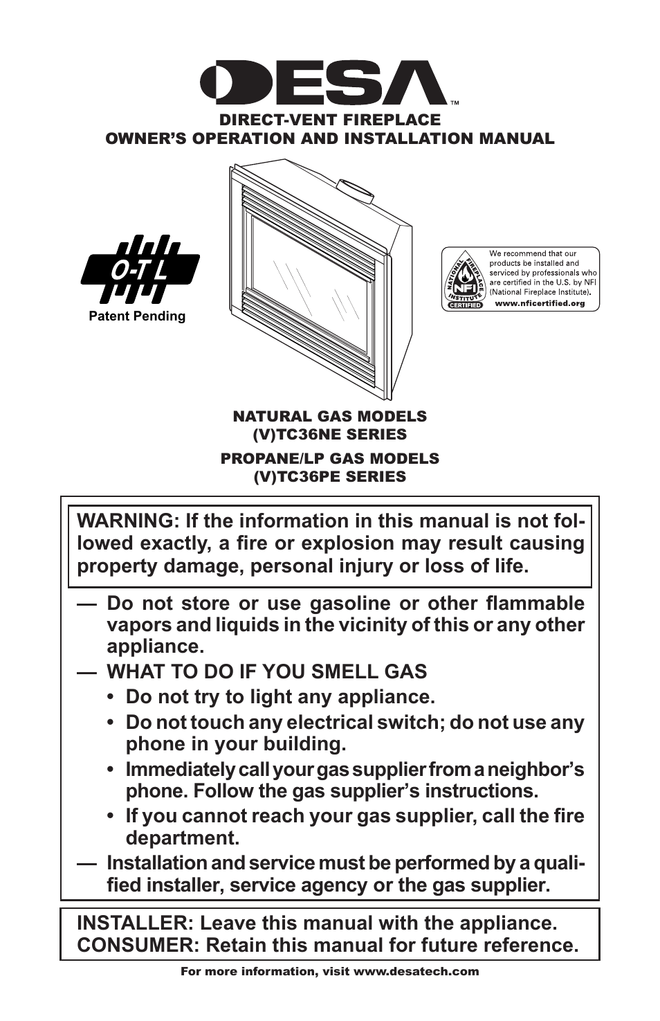 Desa (V)TC36NE SERIES User Manual | 40 pages