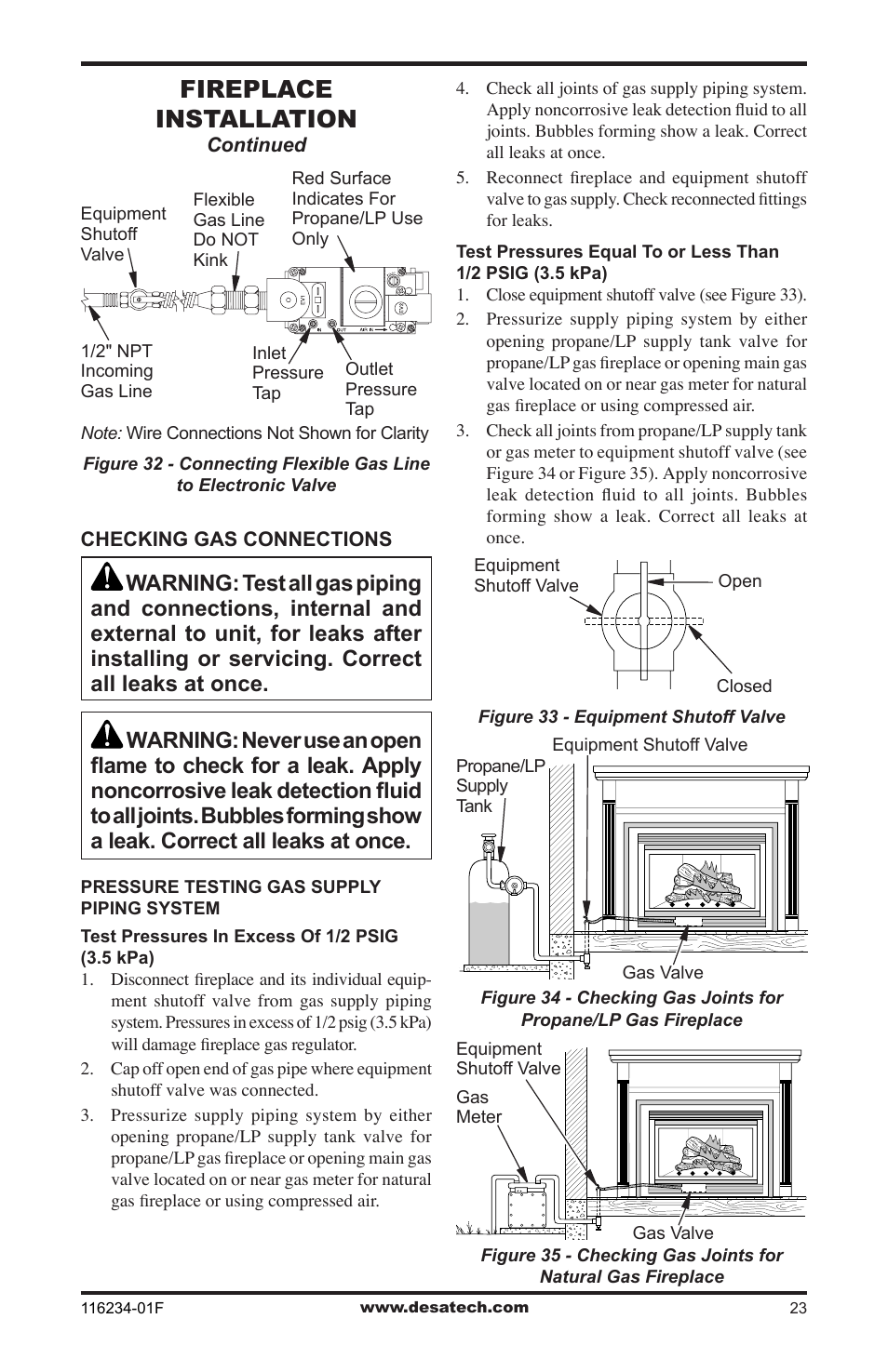 Fireplace installation | Desa (V)TC36NE SERIES User Manual | Page 23 / 40