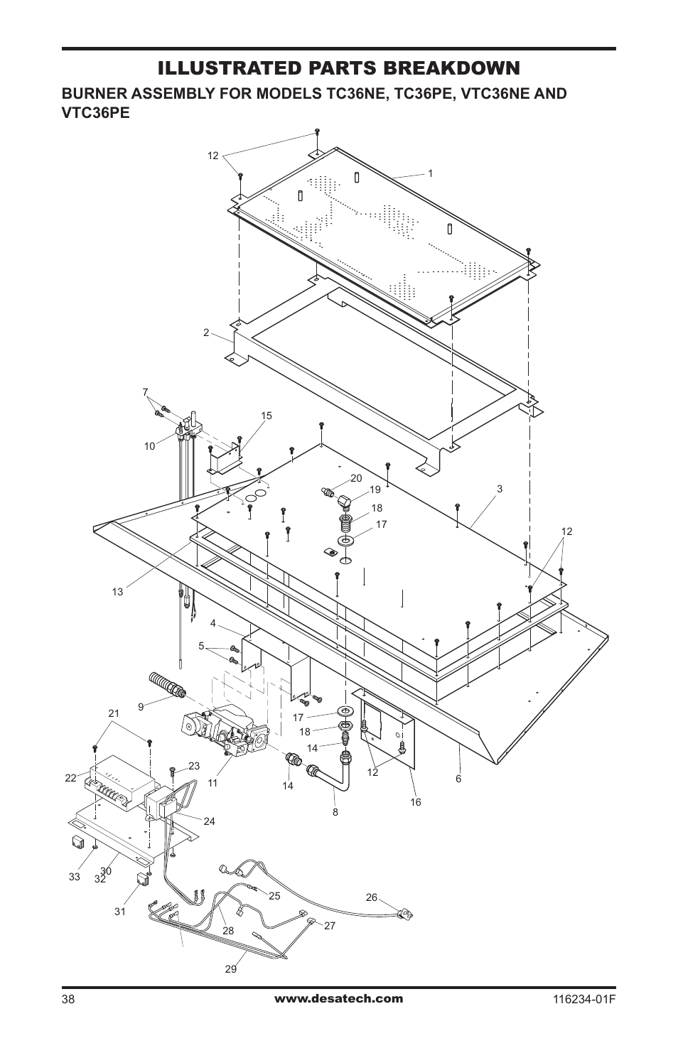 Illustrated parts breakdown | Desa (V)TC36NE SERIES User Manual | Page 38 / 40