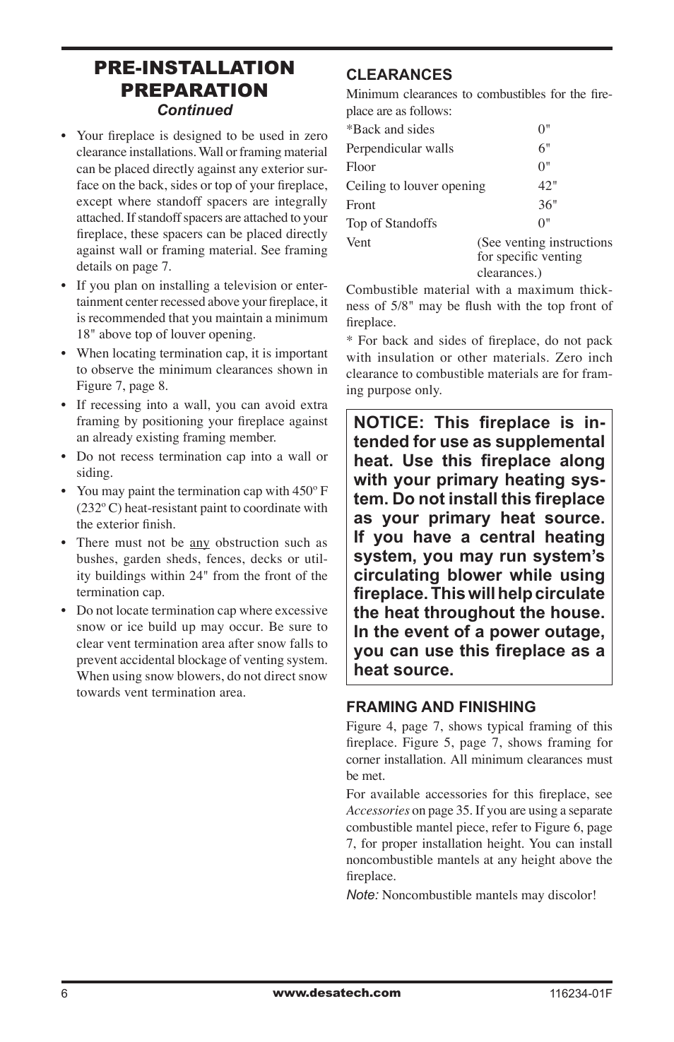 Pre-installation preparation | Desa (V)TC36NE SERIES User Manual | Page 6 / 40