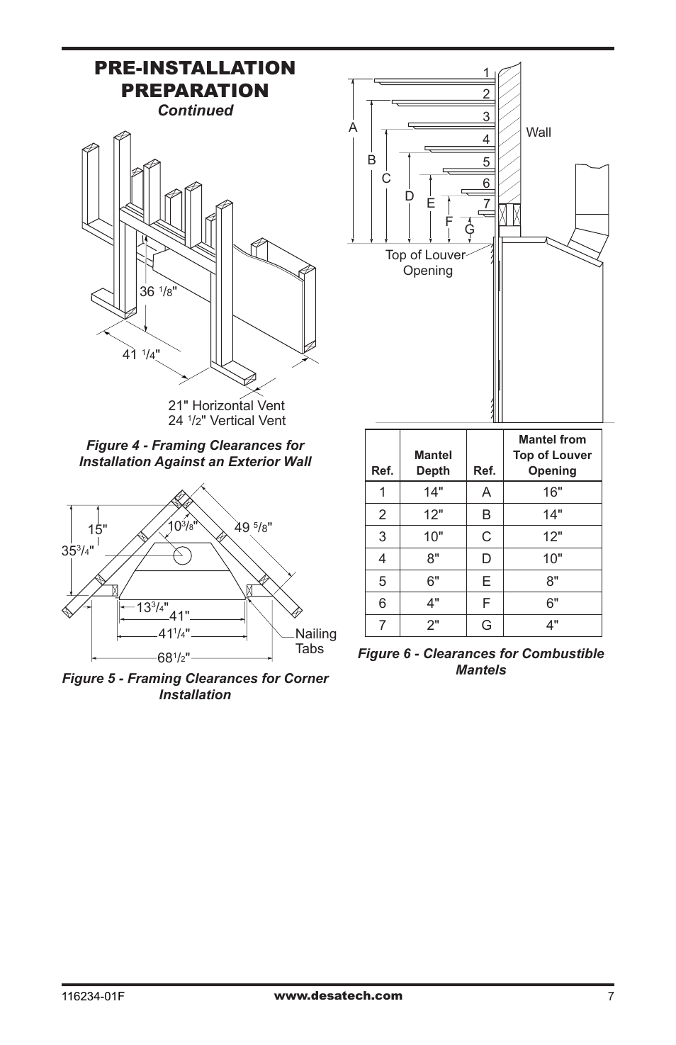 Pre-installation preparation, Continued | Desa (V)TC36NE SERIES User Manual | Page 7 / 40