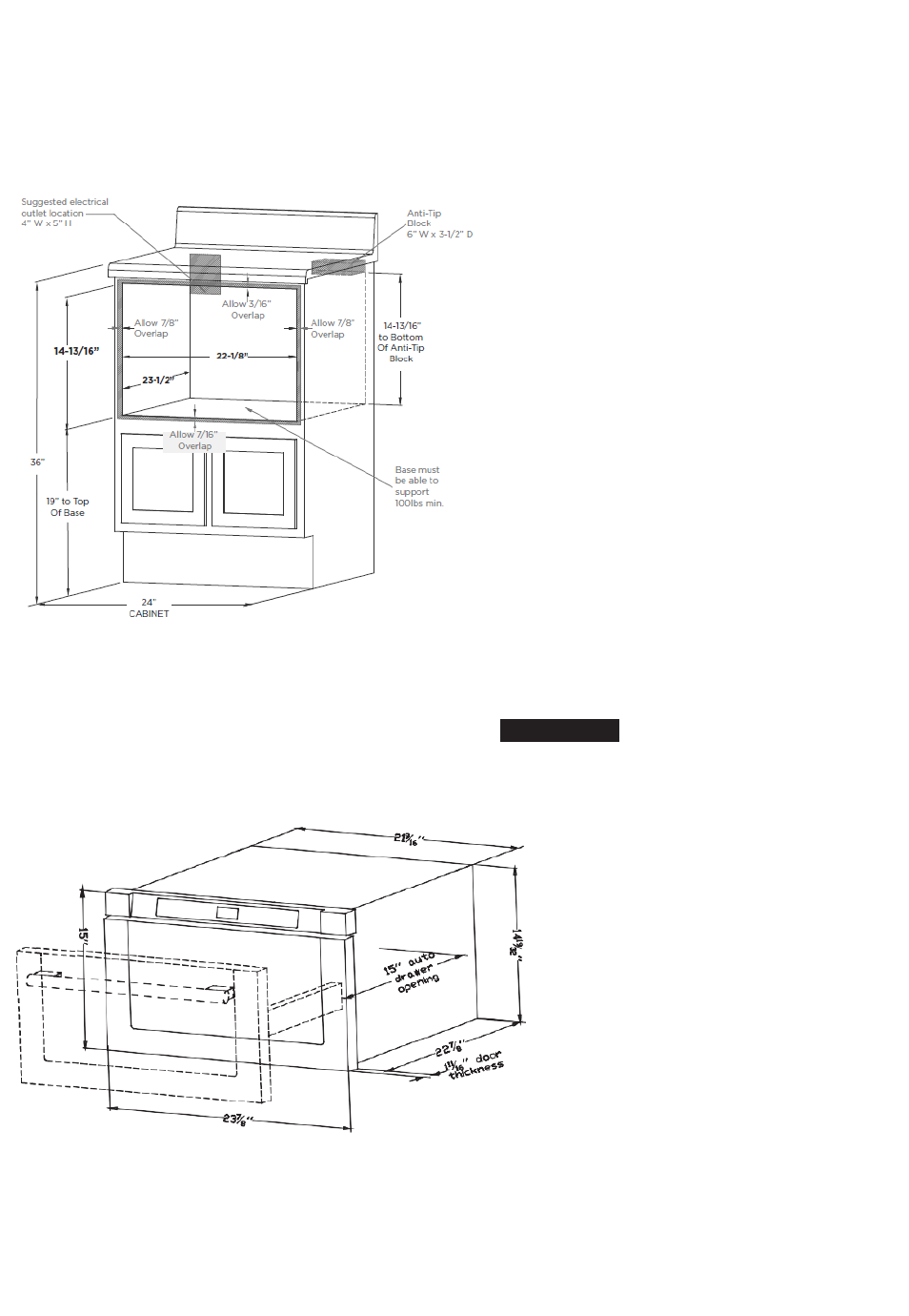 Microwave drawer measurements | Summit 1.2 cu. ft. Built-In Drawer Microwave Installation Guide User Manual | Page 12 / 42