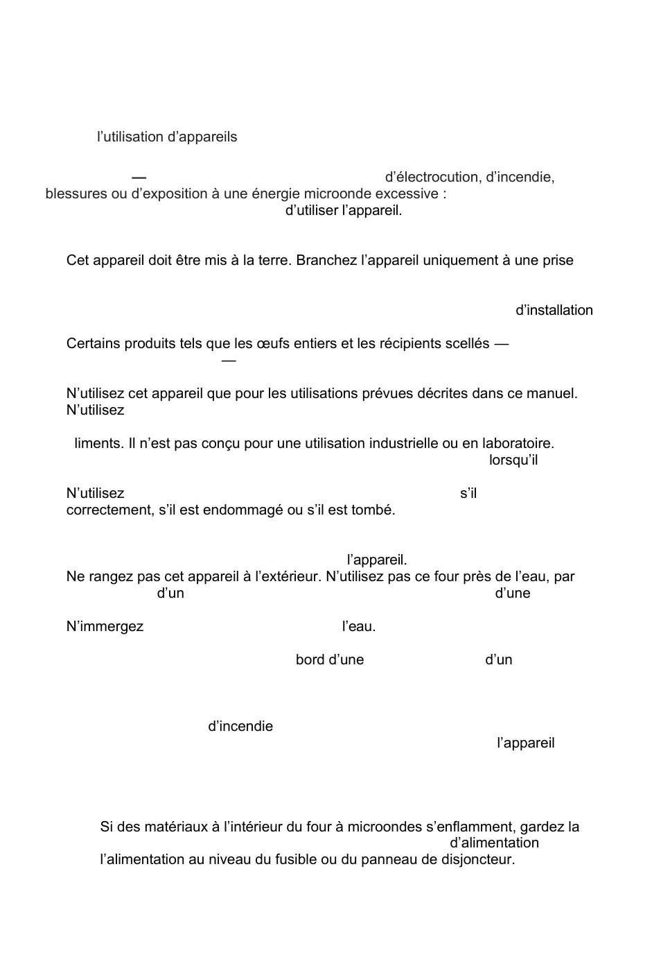 Consignes de sécurité importantes | Summit 1.2 cu. ft. Built-In Drawer Microwave Installation Guide User Manual | Page 24 / 42