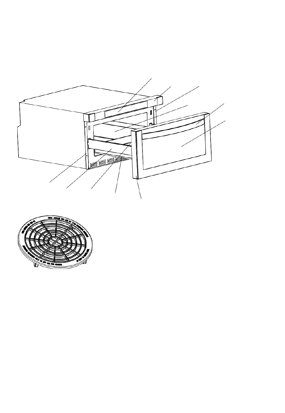 Setting up your oven, Names of oven parts and accessories | Summit 1.2 cu. ft. Built-In Drawer Microwave Installation Guide User Manual | Page 8 / 42