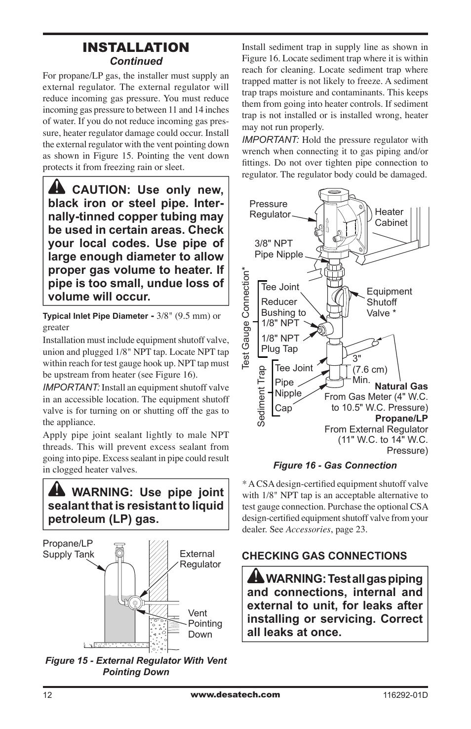 Installation | Desa VSL18NT User Manual | Page 12 / 56