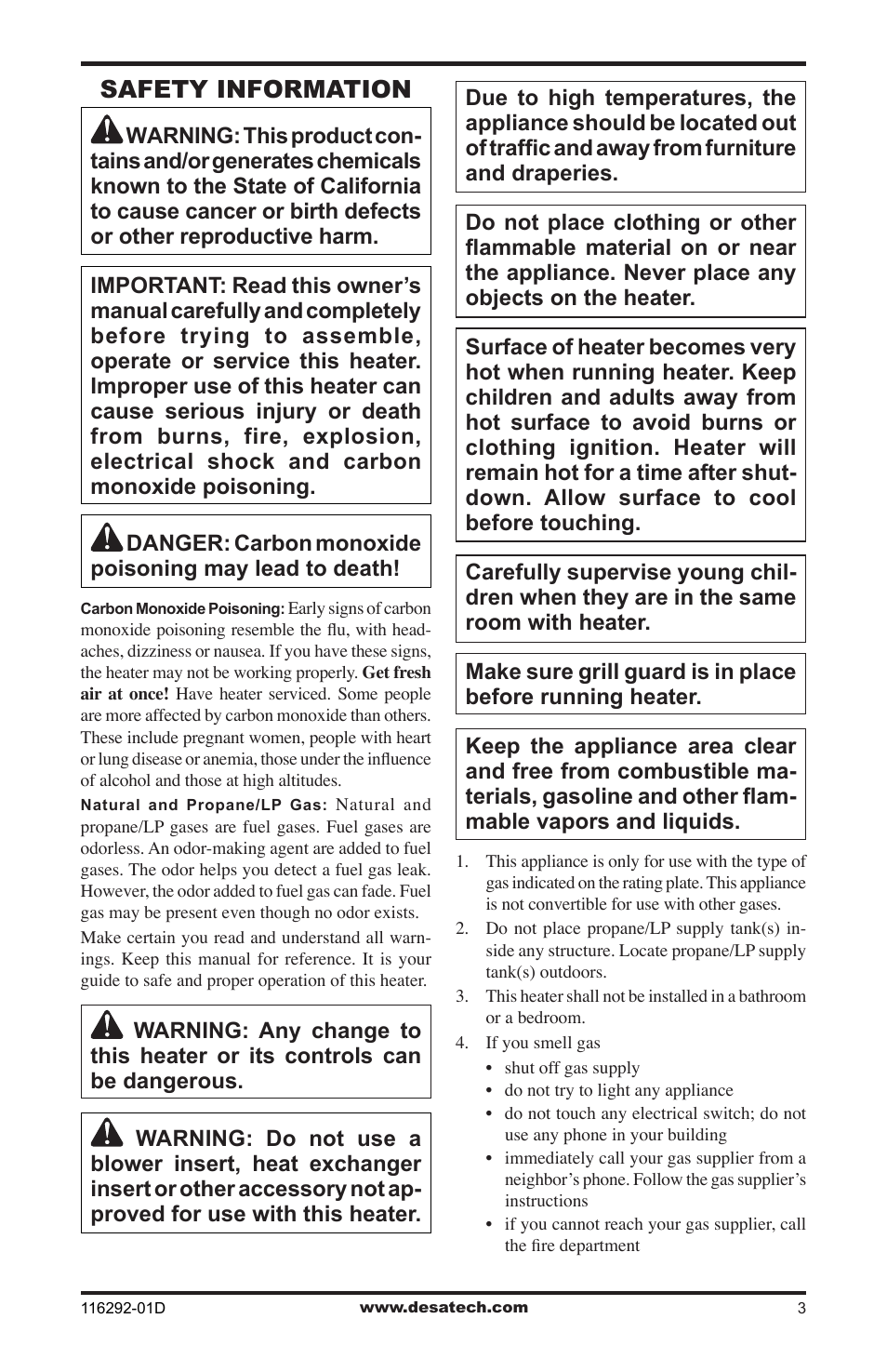Safety information | Desa VSL18NT User Manual | Page 3 / 56