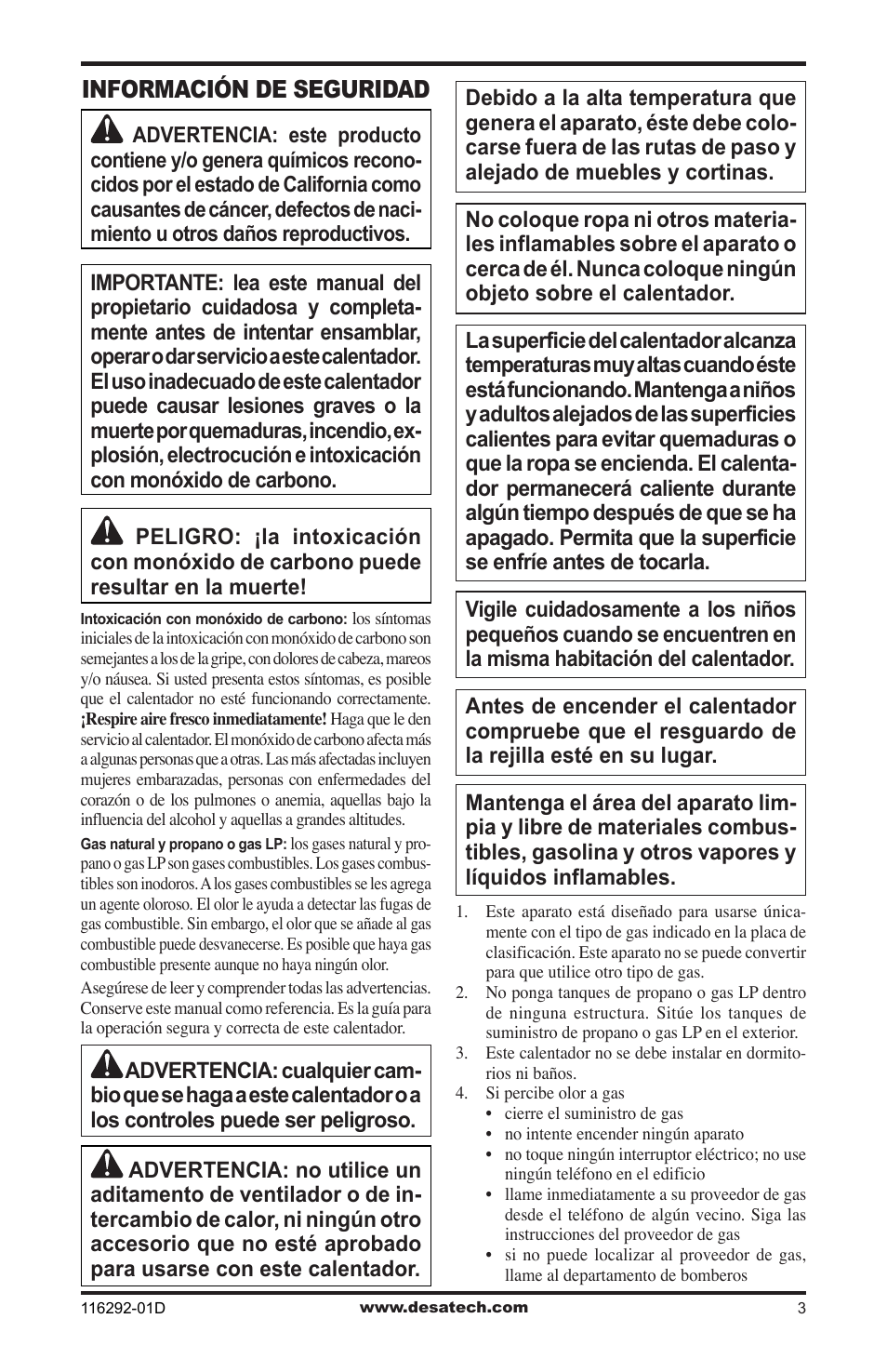 Información de seguridad | Desa VSL18NT User Manual | Page 31 / 56