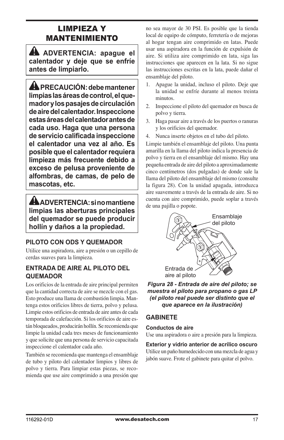 Limpieza y mantenimiento | Desa VSL18NT User Manual | Page 45 / 56