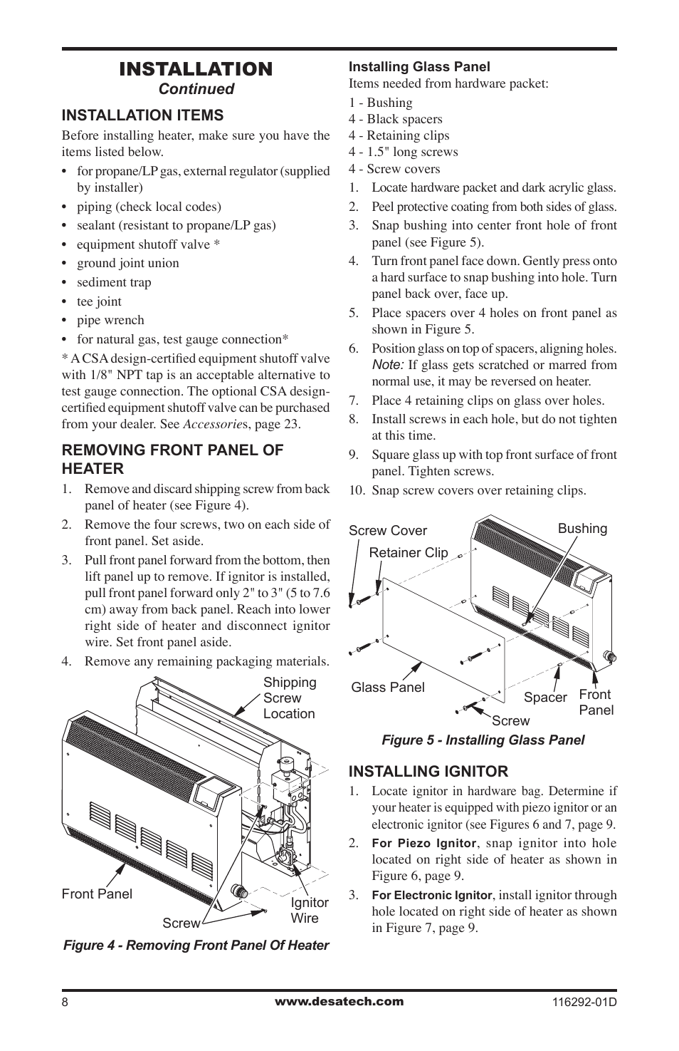 Installation | Desa VSL18NT User Manual | Page 8 / 56