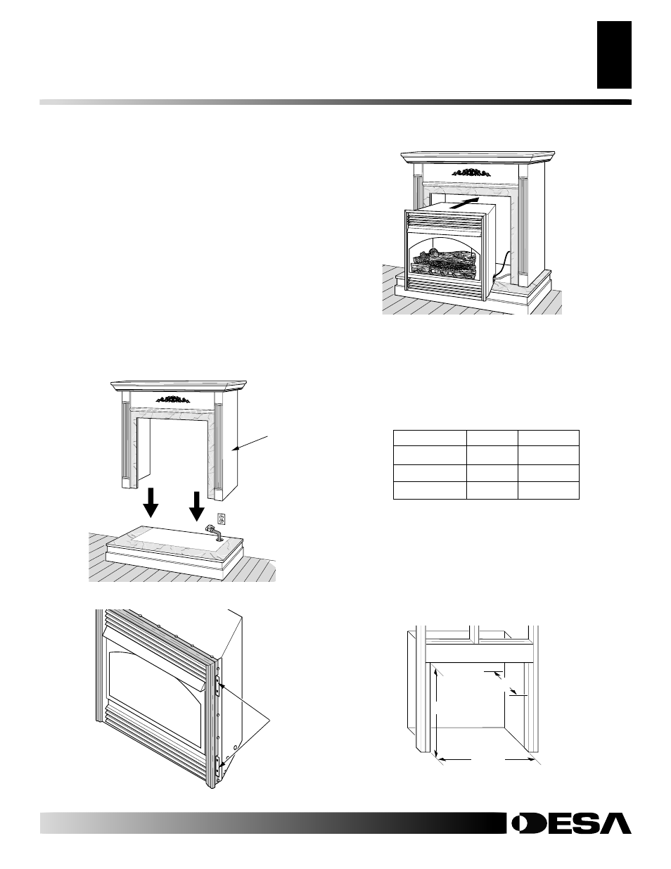 Built-in fireplace installation | Desa VSGF28NVA User Manual | Page 9 / 36