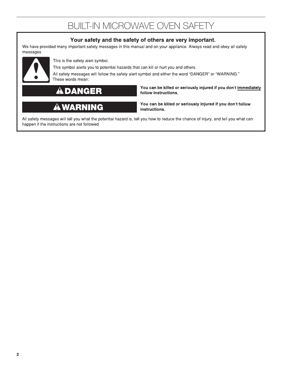 Built-in microwave oven safety | JennAir Rise 27 Inch Built-In Microwave Oven Installation Instructions User Manual | Page 2 / 16