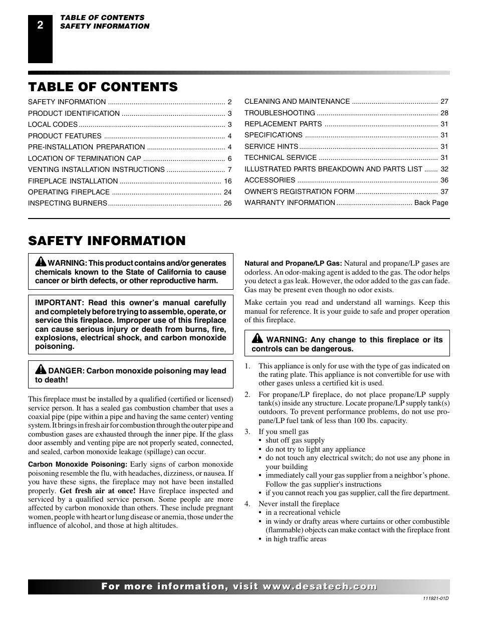 Desa (V)K42P SERIES User Manual | Page 2 / 40