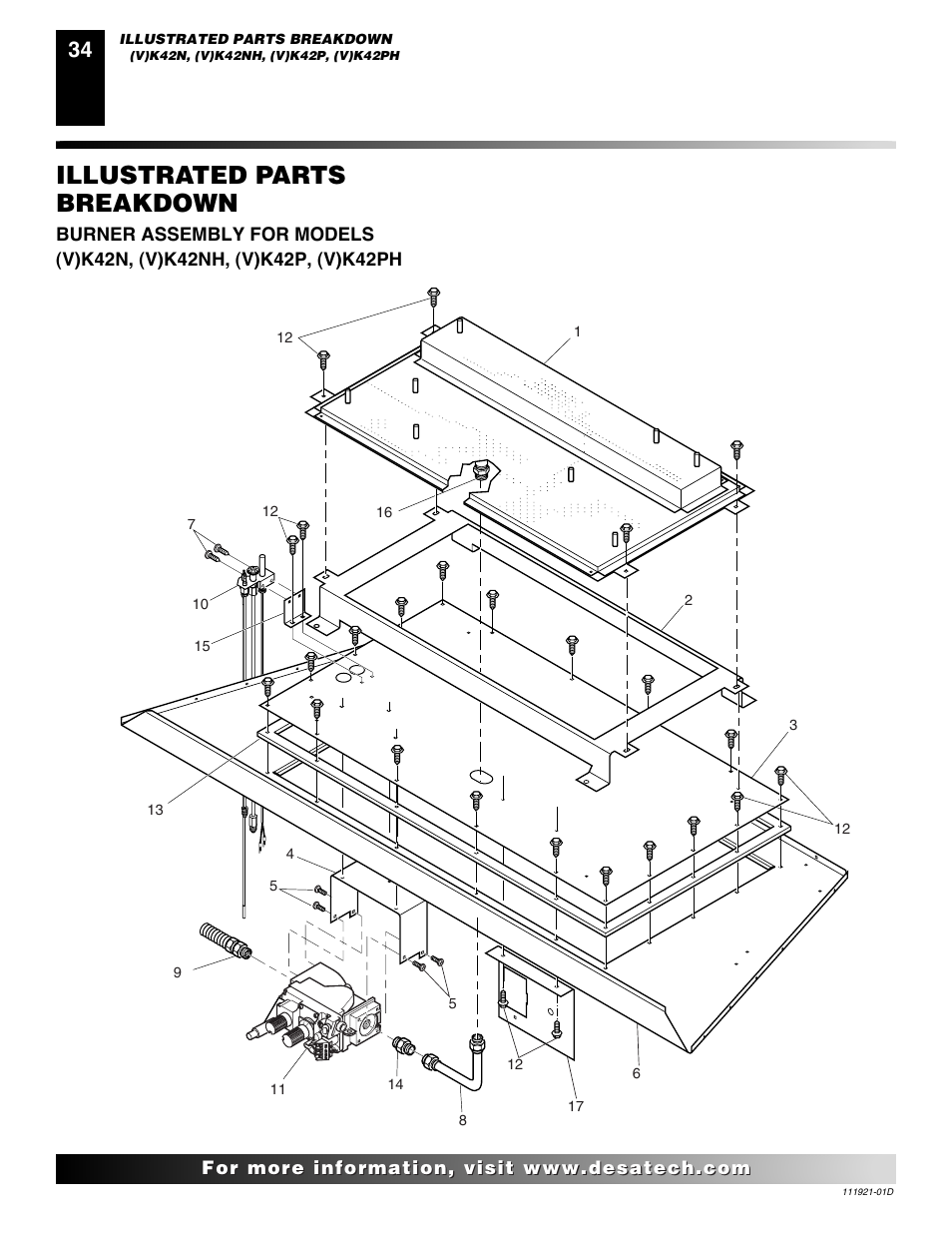 Illustrated parts breakdown | Desa (V)K42P SERIES User Manual | Page 34 / 40